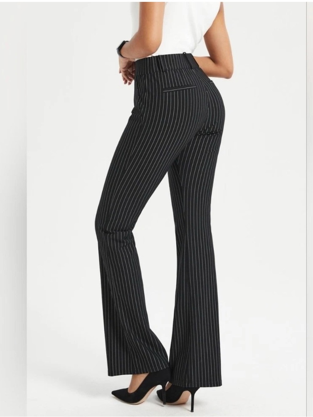 Betabrand Yoga Pants Pinstripe Stretch Career Trousers K24